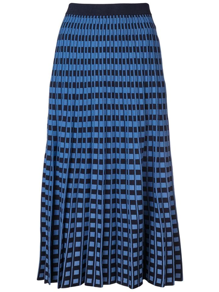 Derek Lam 10 Crosby Pleated Check Skirt - Blue