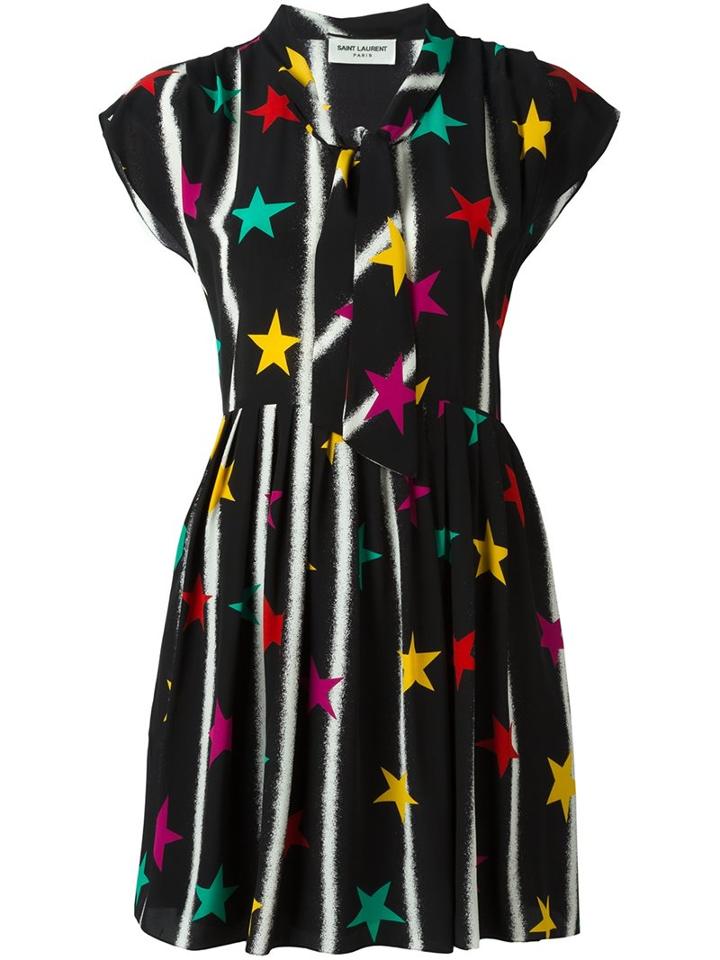 Saint Laurent Babydoll Lavaliere Star Dress