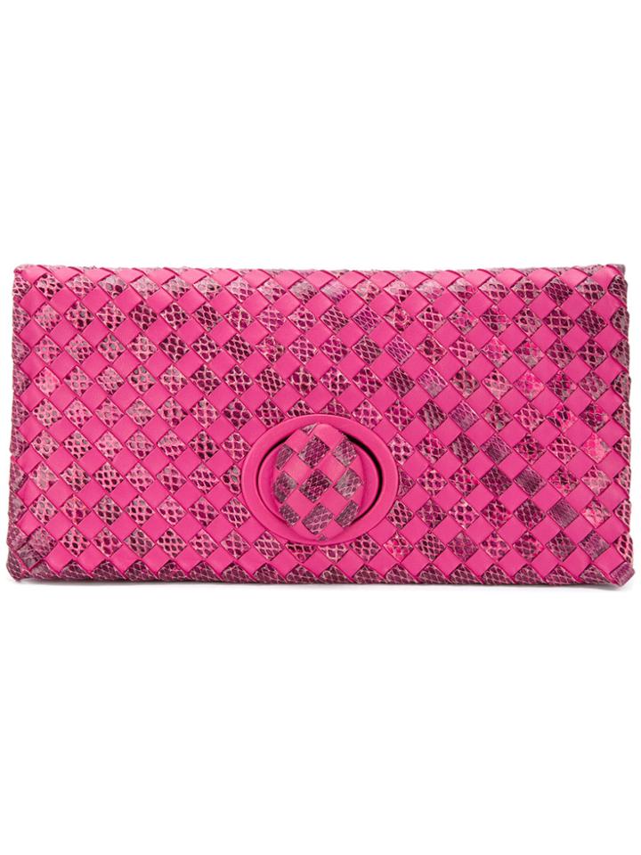 Bottega Veneta Vintage Intrecciato Clutch Bag - Pink & Purple