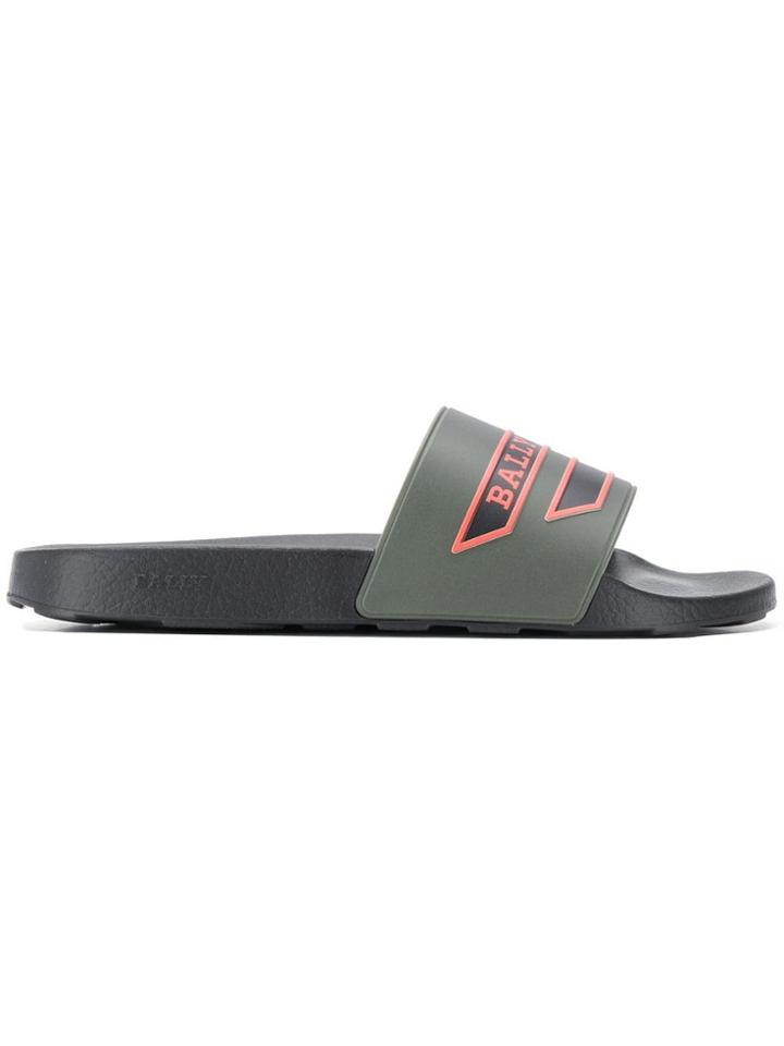Bally Logo Open-toe Slides - Green