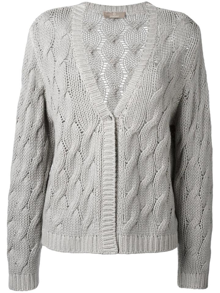 Cruciani Cable Knit Cardigan, Women's, Size: 40, Nude/neutrals, Cashmere