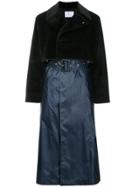 Toga Pulla Contrast Material Coat - Black