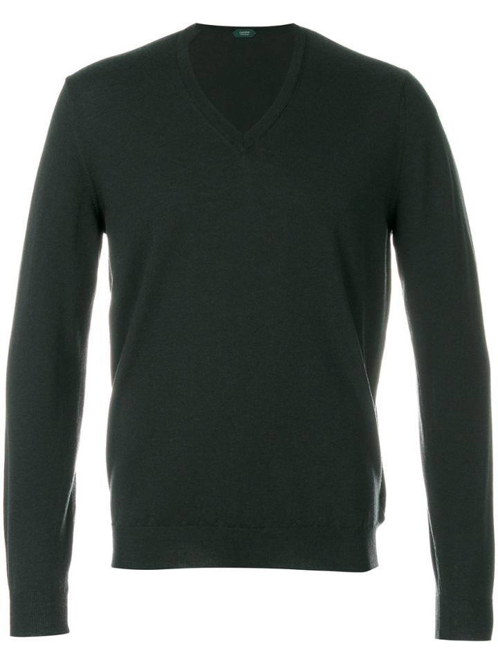 Zanone V-neck Jumper - Green