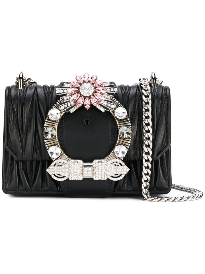 Miu Miu Embellished Crossbody Bag - Black