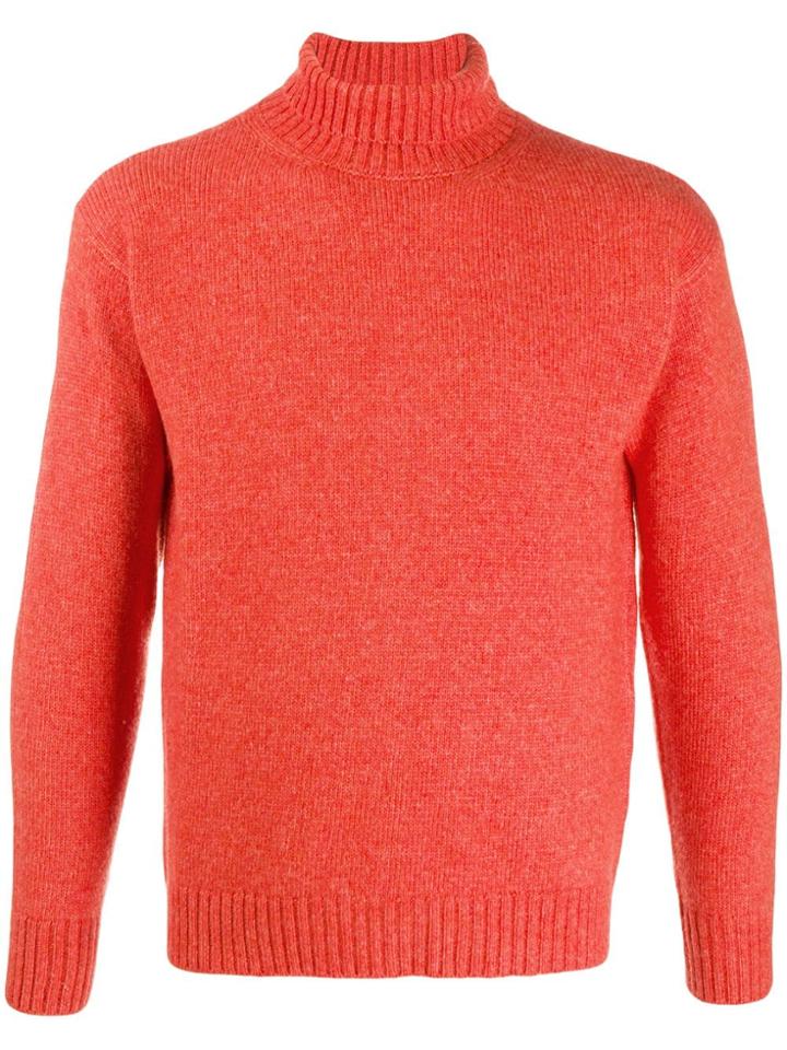 Laneus Slim-fit Roll-neck Jumper - Orange