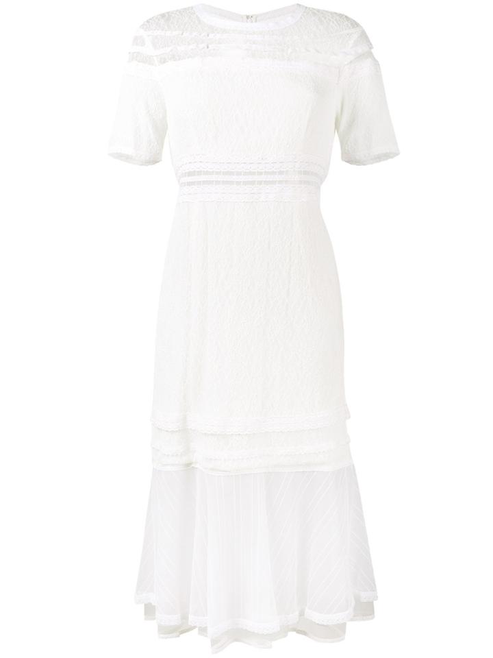 Jonathan Simkhai Lace Short Sleeve Midi Dress - White