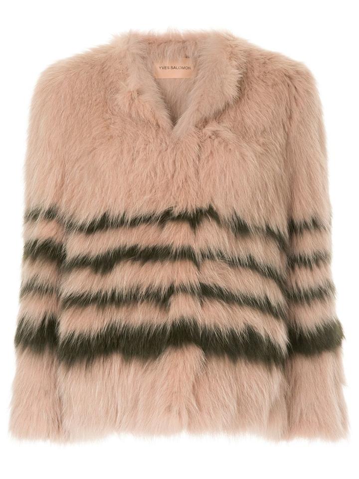 Yves Salomon Striped Long-sleeve Jacket - Pink & Purple