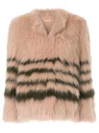 Yves Salomon Striped Long-sleeve Jacket - Pink & Purple
