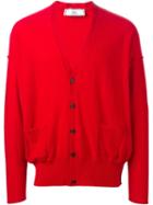 Ami Alexandre Mattiussi V-neck Cardigan, Men's, Size: Large, Red, Wool