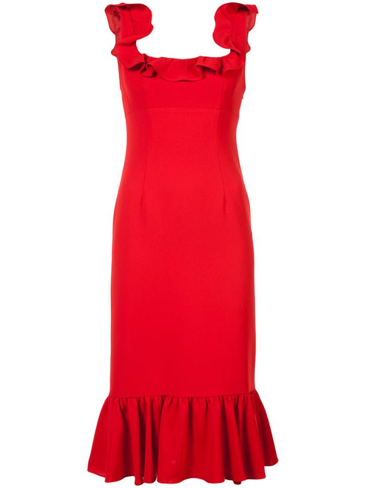 Cinq A Sept Peplum Hem Dress - Red