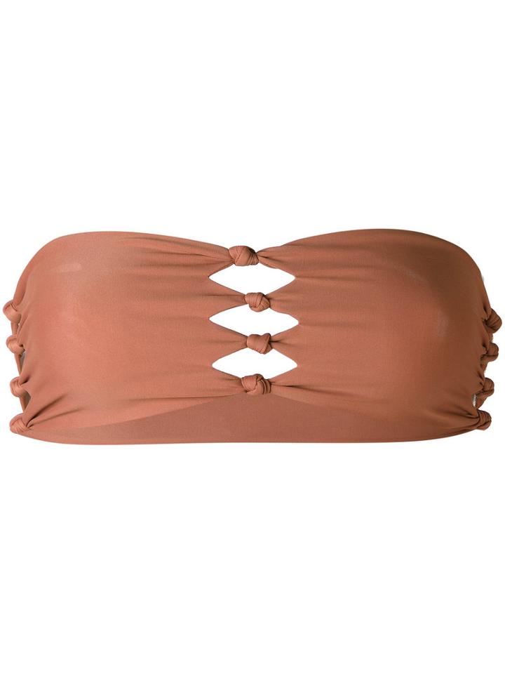 Mikoh - Knot Detail Bandeau Bikini Top - Women - Nylon/spandex/elastane - S, Pink/purple, Nylon/spandex/elastane