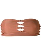 Mikoh - Knot Detail Bandeau Bikini Top - Women - Nylon/spandex/elastane - S, Pink/purple, Nylon/spandex/elastane