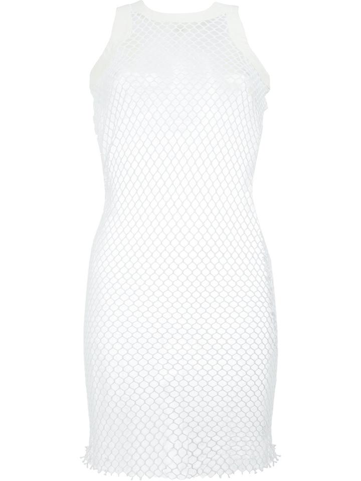 Sacai Fishnet Tank Dress, Women's, Size: 1, White, Cotton/nylon