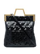 Fendi Logo Patent-leather Tote Bag - Black