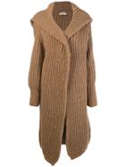 Maison Flaneur Concealed Fastening Knitted Coat - Nude & Neutrals
