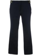 Michael Michael Kors Bell Bottom Cropped Trousers, Women's, Size: 0, Blue, Cotton/spandex/elastane
