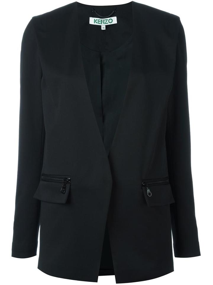 Kenzo Plunge Neck Blazer, Women's, Size: 38, Black, Polyester/spandex/elastane/virgin Wool