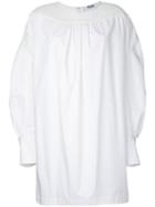 Msgm - Longsleeved Shift Dress - Women - Cotton - 42, Women's, White, Cotton