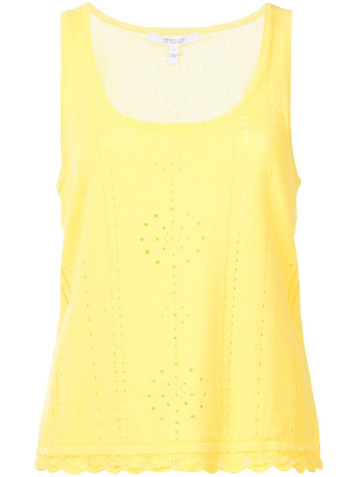 Derek Lam 10 Crosby Pointelle Knit Tank - Yellow & Orange