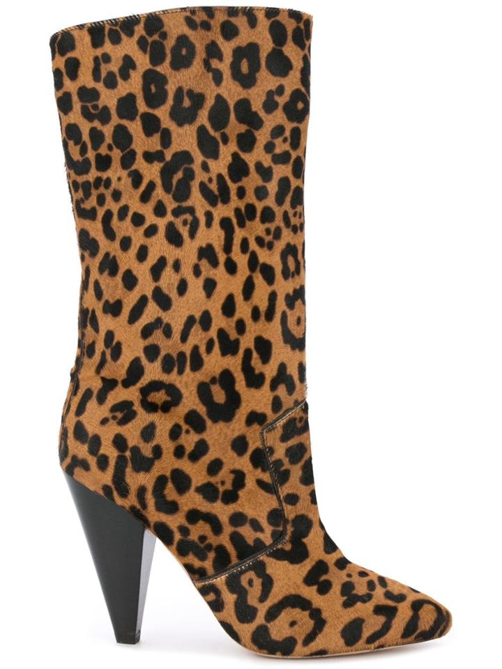 Veronica Beard Olivia Leopard Boots - Brown