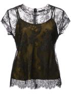 Josie Natori Layered Cami Lace Top - Black