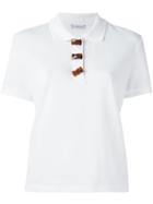 J.w.anderson Ribbon-shaped Button Polo Shirt, Women's, Size: Medium, White, Cotton