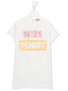 No21 Kids Logo Print T-shirt, Girl's, Size: 8 Yrs, White