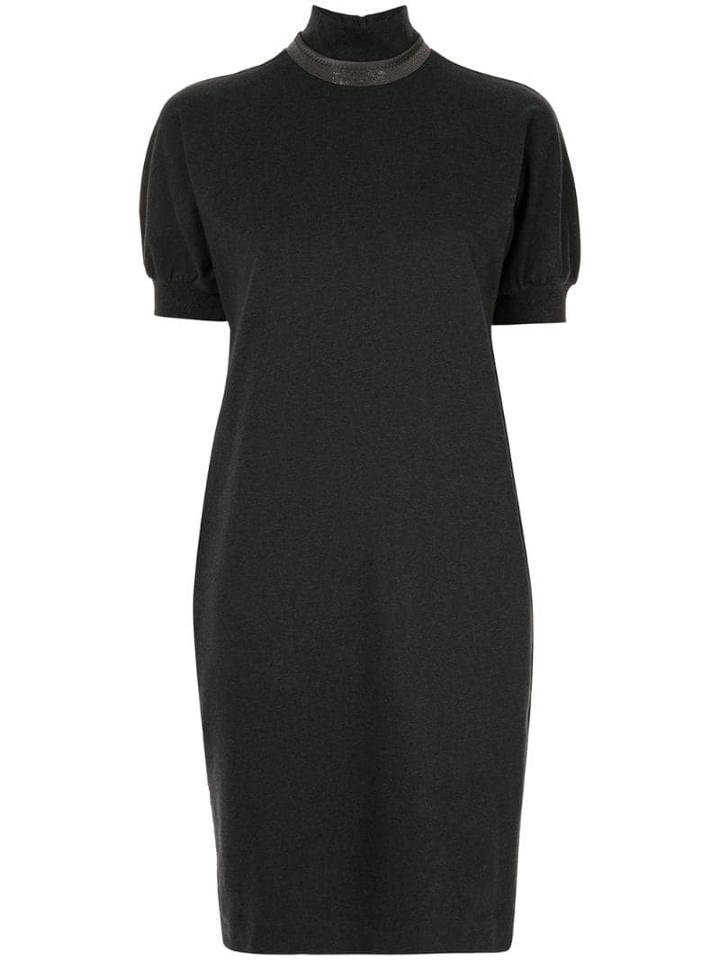 Brunello Cucinelli Embellished Neck Dress - Grey