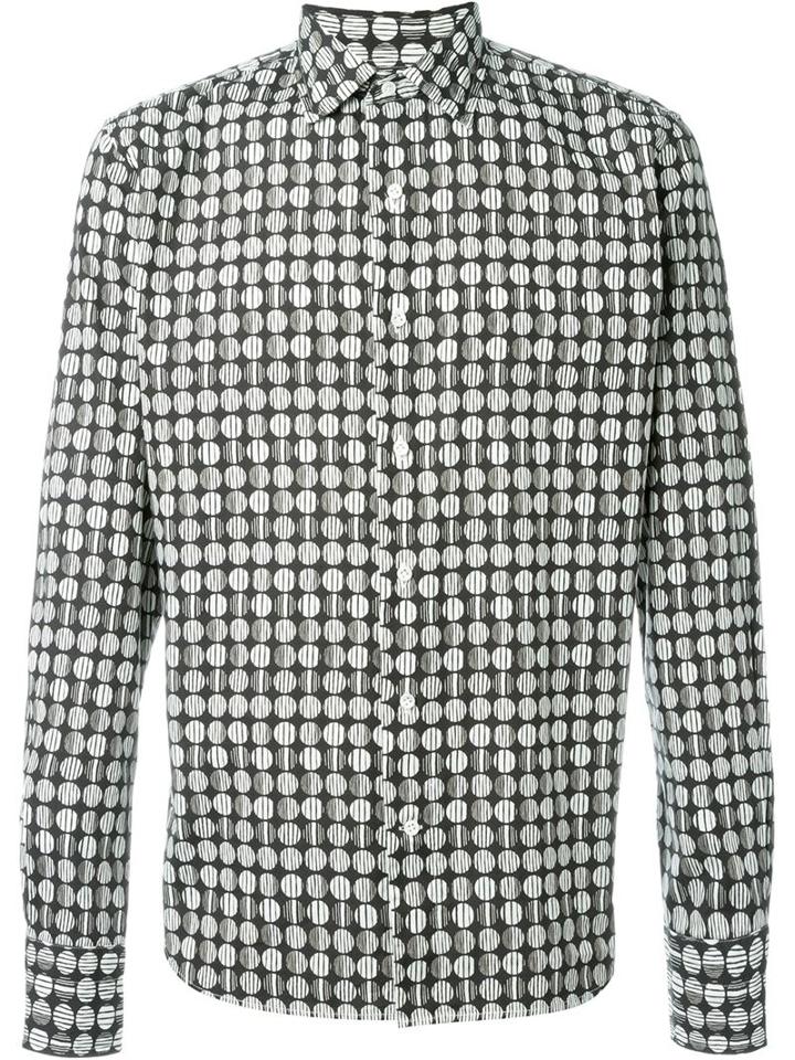 Gabriele Pasini Printed Shirt, Men's, Size: 39, Black, Cotton