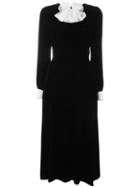 Saint Laurent Bow Front Long Dress, Women's, Size: 38, Black, Viscose/cupro/silk