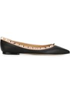 Valentino Rockstud Ballerinas, Women's, Size: 36.5, Black, Leather/metal Other