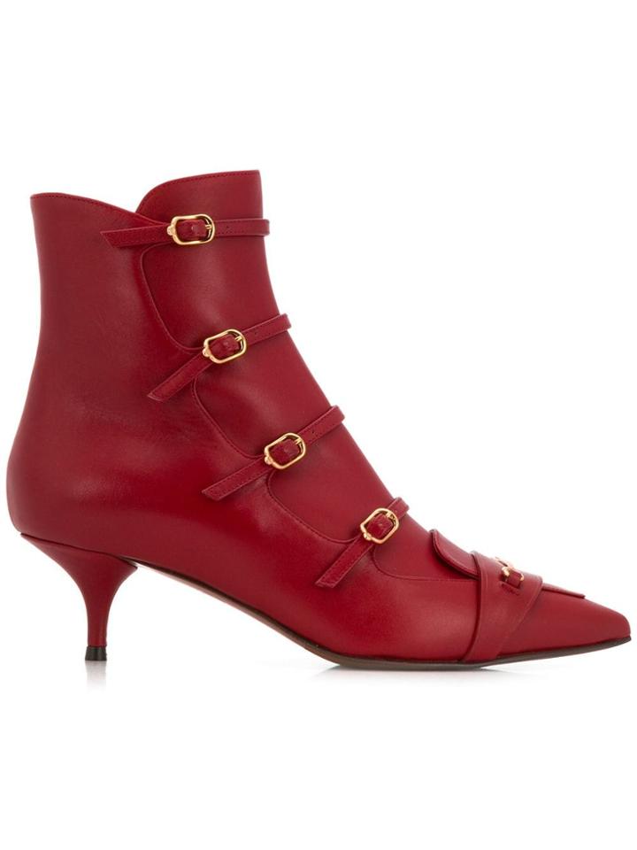 L'autre Chose Tronchetto Con Cinturini In Pelle Color Rosso - Red