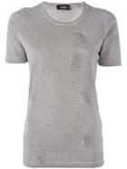 Dsquared2 Microstudded Distressed T-shirt, Women's, Size: Xs, Grey, Cotton/aluminium