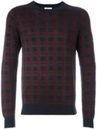 Brioni Checked Intarsia Jumper, Men's, Size: 50, Blue, Silk/cashmere