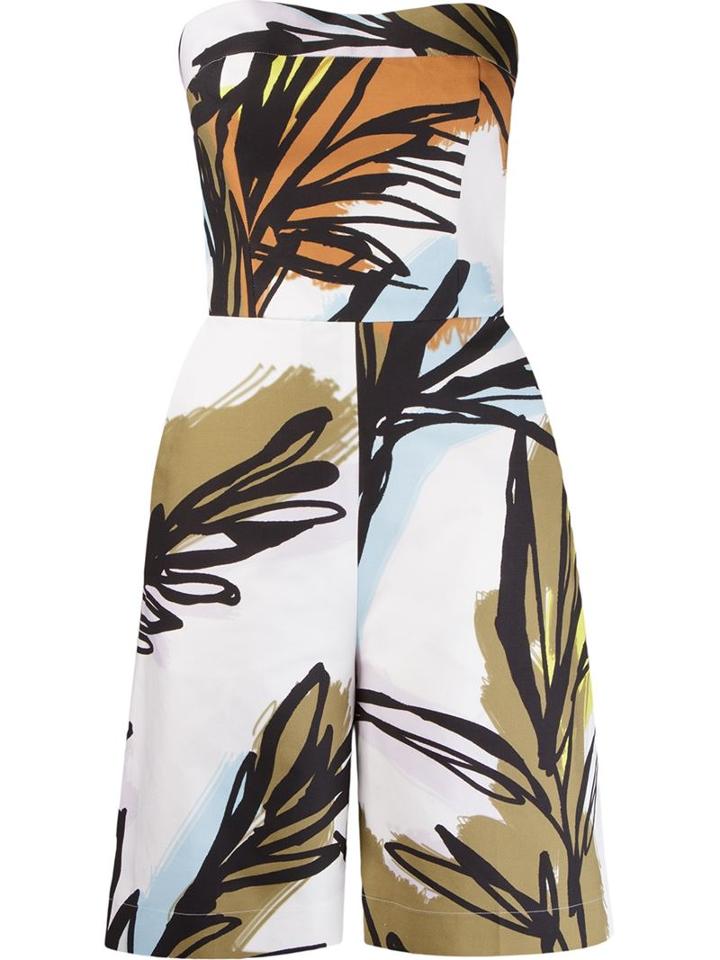 Andrea Marques Abstract Print Playsuit, Women's, Size: 40, White, Cotton/spandex/elastane