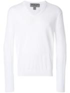 Michael Kors Fine Knit V-neck Sweater - White