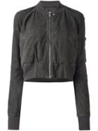 Rick Owens Cropped Bomber Jacket, Women's, Size: 42, Grey, Cotton/lamb Skin/cupro/virgin Wool