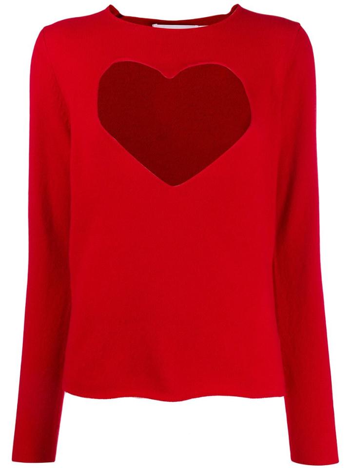 Comme Des Garçons Girl Heart-intarsia Jumper - Red