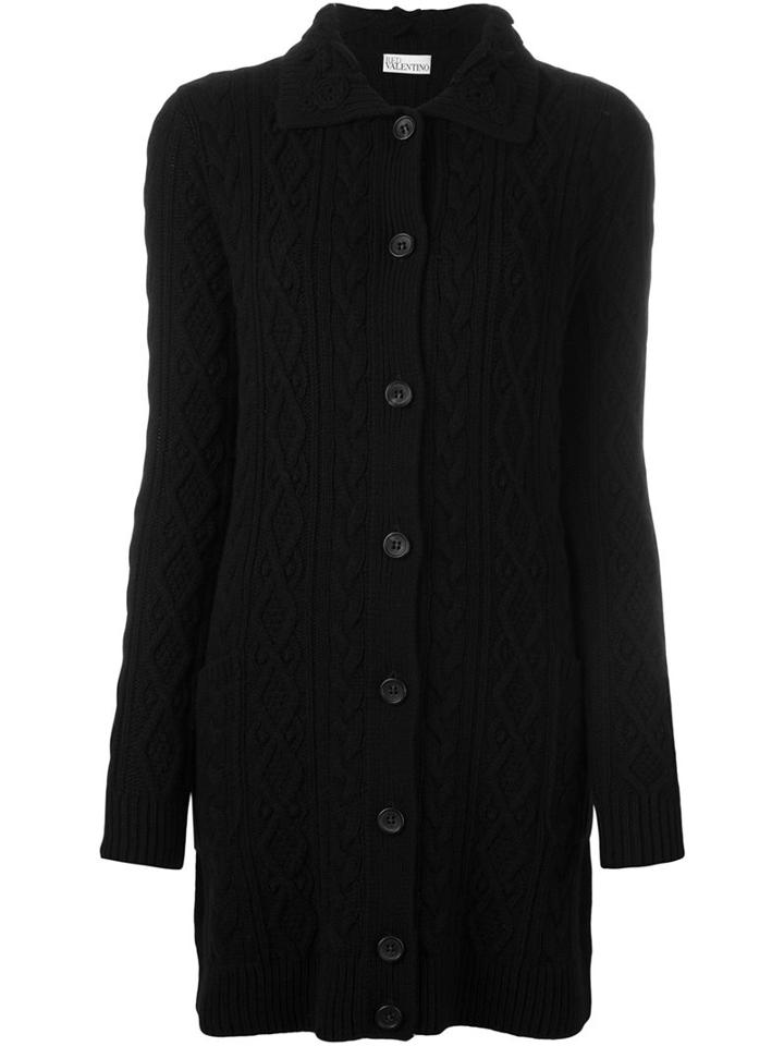 Red Valentino Textured Cardigan, Women's, Size: Medium, Black, Polyamide/viscose/angora/virgin Wool