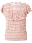 Red Valentino Knitted Ruffle Top, Women's, Size: Xs, Pink/purple, Cotton