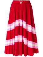 Valentino Striped Pleated Skirt - Red