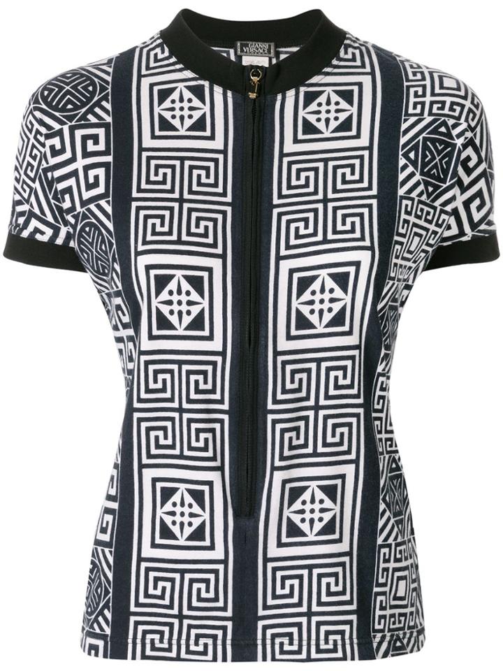 Versace Pre-owned Greek Key Pattern Top - Blue
