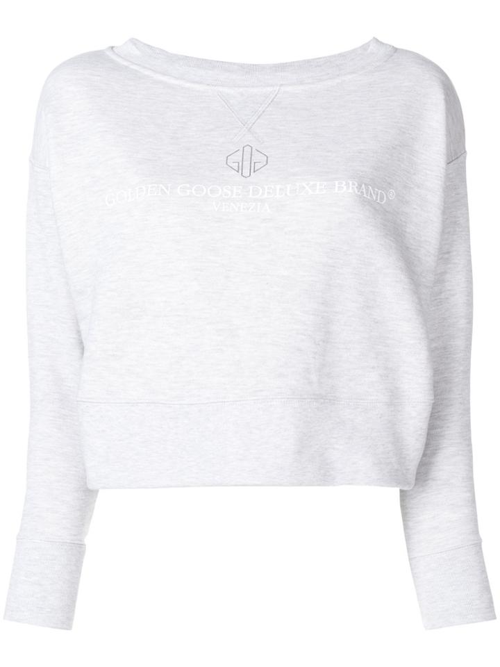 Golden Goose Deluxe Brand Cropped Logo Sweatshirt - Grey
