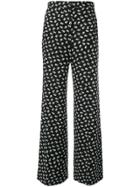Alexa Chung Floral Wide-leg Trousers - Black