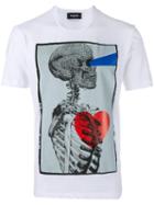 Dsquared2 Skeleton Print T-shirt, Men's, Size: Large, White, Cotton