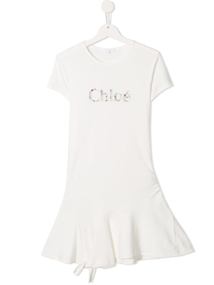 Chloé Kids Logo Print Dress - White
