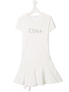 Chloé Kids Logo Print Dress - White
