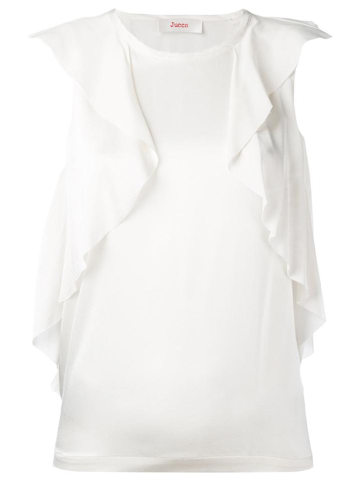 Jucca - Ruffled Detail Sleeveless Blouse - Women - Silk/spandex/elastane - 40, Nude/neutrals, Silk/spandex/elastane