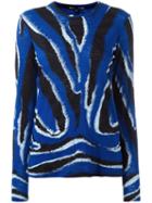Proenza Schouler Tiger Stripe Sweater, Women's, Size: Large, Blue, Cotton