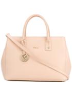 Furla - Metal Logo Tag Tote - Women - Cotton/leather - One Size, Nude/neutrals, Cotton/leather